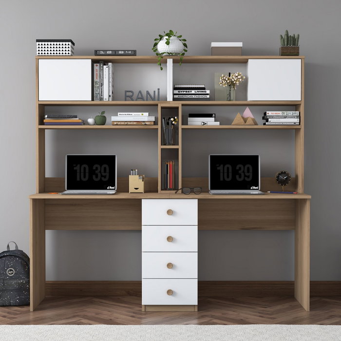 Hanah Home Escritorio de Estudio HA130 - 4017 Nogal y Blanco